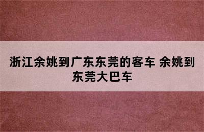 浙江余姚到广东东莞的客车 余姚到东莞大巴车